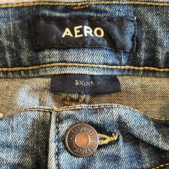 Aero Women's Stone Wash Skinny Stretch Distressed Straight Leg Jeans Sz 30/32 - Picture 6 of 7
